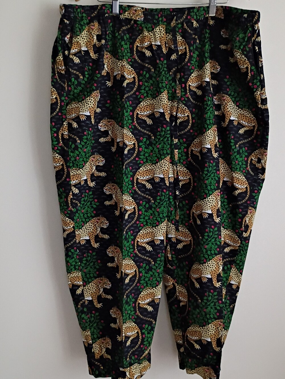 Printfresh Bagheera Leopard Pajama Lounge Pants Green Organic Cotton Preppy Boho - Picture 2 of 8